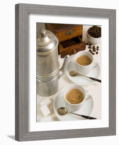 Neapolitan Coffee, Neapolitan Coffee Machine and Coffee Grinder, Naples, Campania, Italy, Europe-null-Framed Photographic Print