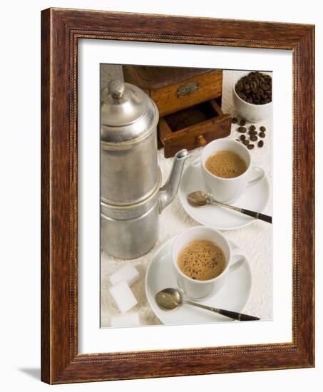 Neapolitan Coffee, Neapolitan Coffee Machine and Coffee Grinder, Naples, Campania, Italy, Europe-null-Framed Photographic Print