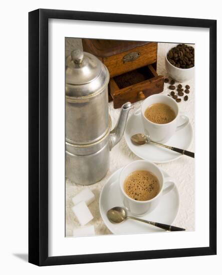 Neapolitan Coffee, Neapolitan Coffee Machine and Coffee Grinder, Naples, Campania, Italy, Europe-null-Framed Photographic Print