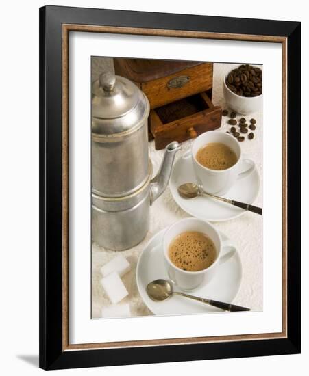Neapolitan Coffee, Neapolitan Coffee Machine and Coffee Grinder, Naples, Campania, Italy, Europe-null-Framed Photographic Print