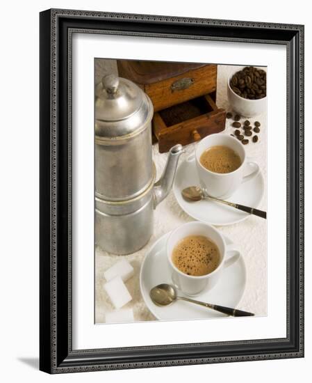 Neapolitan Coffee, Neapolitan Coffee Machine and Coffee Grinder, Naples, Campania, Italy, Europe-null-Framed Photographic Print