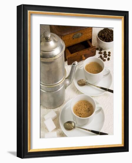 Neapolitan Coffee, Neapolitan Coffee Machine and Coffee Grinder, Naples, Campania, Italy, Europe-null-Framed Photographic Print