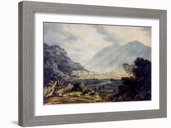 Near Capel Currig, with a View of Mount Snowdon, Wales, about 1793-1830 (Watercolour)-John Glover-Framed Giclee Print