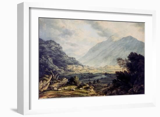 Near Capel Currig, with a View of Mount Snowdon, Wales, about 1793-1830 (Watercolour)-John Glover-Framed Giclee Print