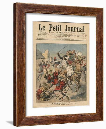 Near Casablanca, the Goumiers Charging at the Moroccans-French School-Framed Giclee Print