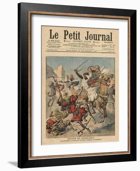 Near Casablanca, the Goumiers Charging at the Moroccans-French School-Framed Giclee Print