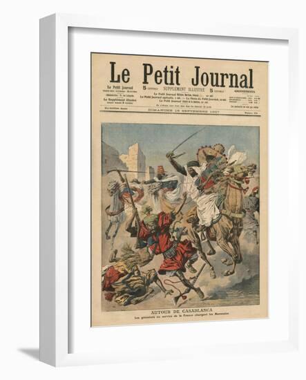 Near Casablanca, the Goumiers Charging at the Moroccans-French School-Framed Giclee Print