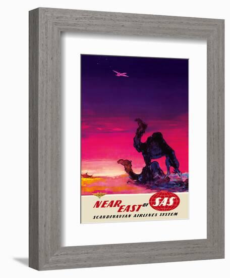 Near East - by SAS Scandinavian Airlines System-Otto Nielsen-Framed Art Print