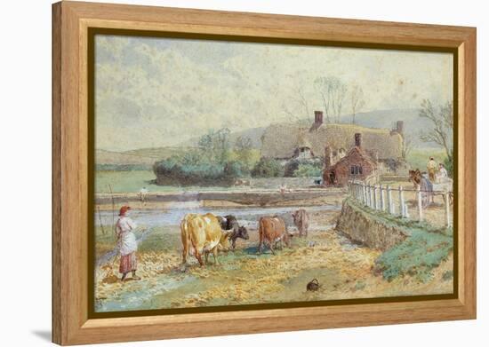 Near Freshwater, Isle of Wight (W/C over Pencil Heightened with White on Paper)-Myles Birket Foster-Framed Premier Image Canvas