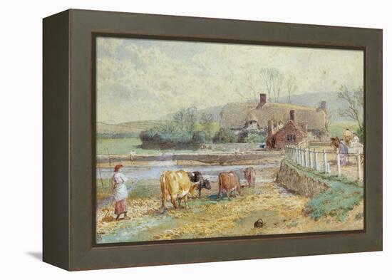 Near Freshwater, Isle of Wight (W/C over Pencil Heightened with White on Paper)-Myles Birket Foster-Framed Premier Image Canvas