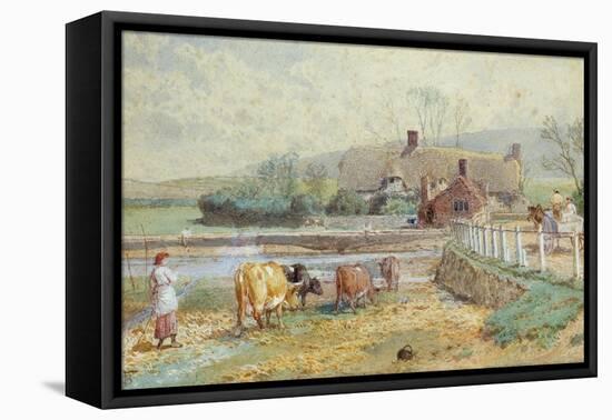 Near Freshwater, Isle of Wight (W/C over Pencil Heightened with White on Paper)-Myles Birket Foster-Framed Premier Image Canvas