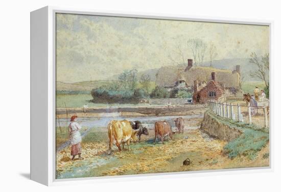 Near Freshwater, Isle of Wight (W/C over Pencil Heightened with White on Paper)-Myles Birket Foster-Framed Premier Image Canvas