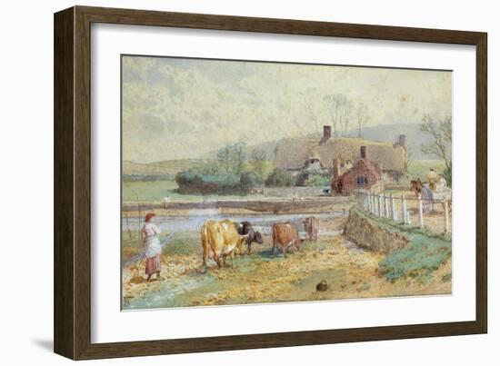 Near Freshwater, Isle of Wight (W/C over Pencil Heightened with White on Paper)-Myles Birket Foster-Framed Giclee Print