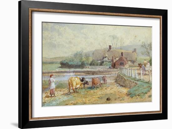 Near Freshwater, Isle of Wight (W/C over Pencil Heightened with White on Paper)-Myles Birket Foster-Framed Giclee Print