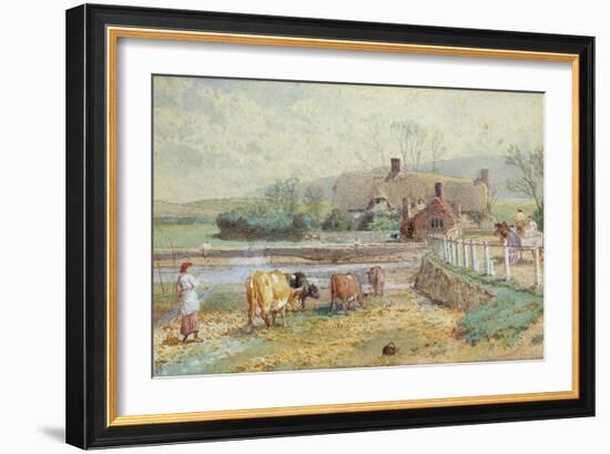 Near Freshwater, Isle of Wight (W/C over Pencil Heightened with White on Paper)-Myles Birket Foster-Framed Giclee Print