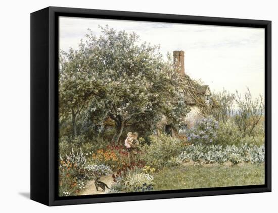 Near Hambledon (Watercolour Heightened with Bodycolour and Scratching Out)-Helen Allingham-Framed Premier Image Canvas