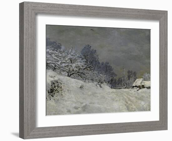 Near Honfleur-Snow, 1867-Claude Monet-Framed Art Print