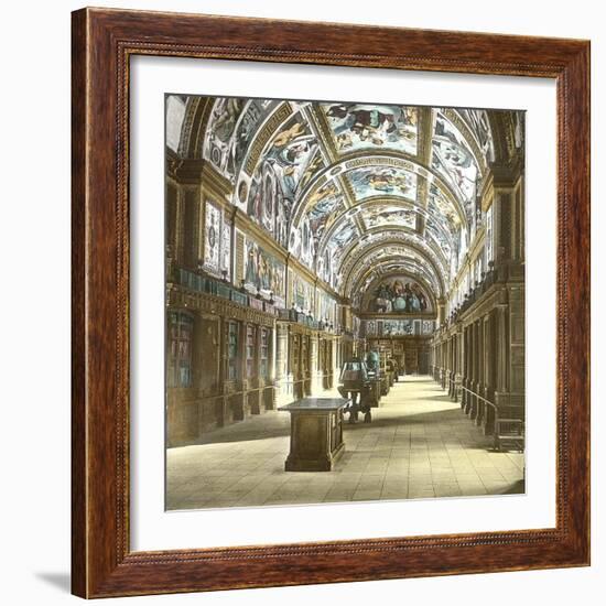 Near Madrid (Spain), the Library of the Escurial Palace , Circa 1885-1890-Leon, Levy et Fils-Framed Photographic Print