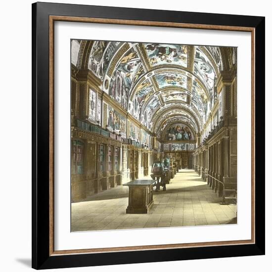 Near Madrid (Spain), the Library of the Escurial Palace , Circa 1885-1890-Leon, Levy et Fils-Framed Photographic Print