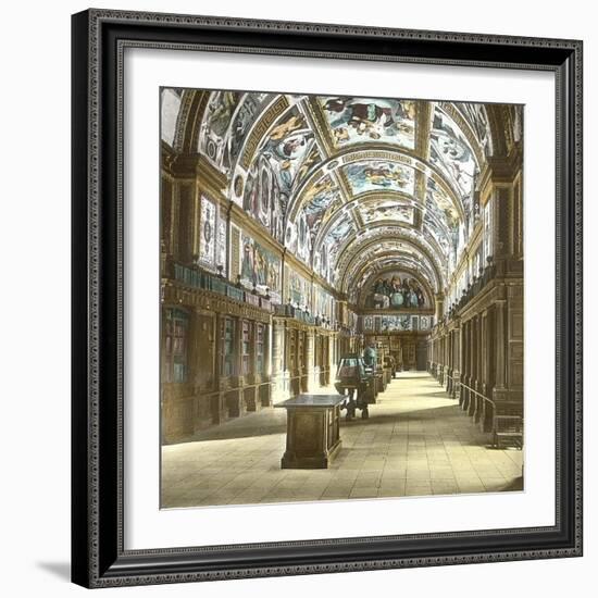 Near Madrid (Spain), the Library of the Escurial Palace , Circa 1885-1890-Leon, Levy et Fils-Framed Photographic Print