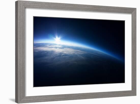 Near Space Photography - 20Km above Ground / Real Photo Taken from Weather Balloon / Universe Strat-dellm60-Framed Art Print