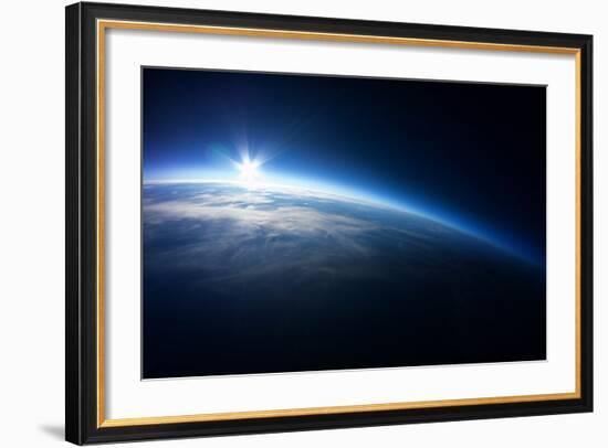 Near Space Photography - 20Km above Ground / Real Photo Taken from Weather Balloon / Universe Strat-dellm60-Framed Art Print