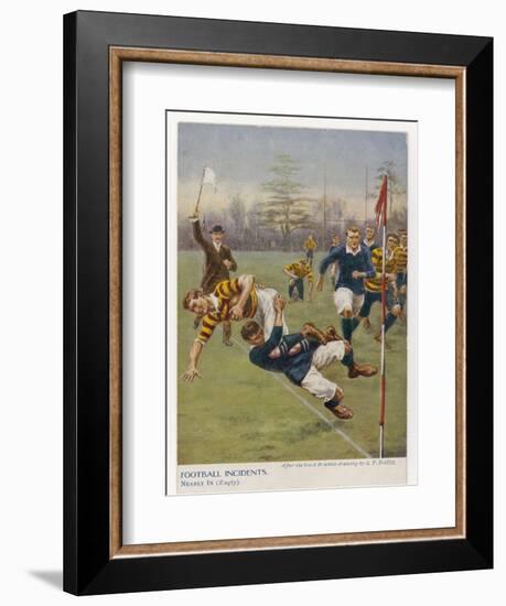 Nearly In!, a Timely Tackle Prevents an Attacking Player from Scoring a Try-S.t. Dadd-Framed Art Print