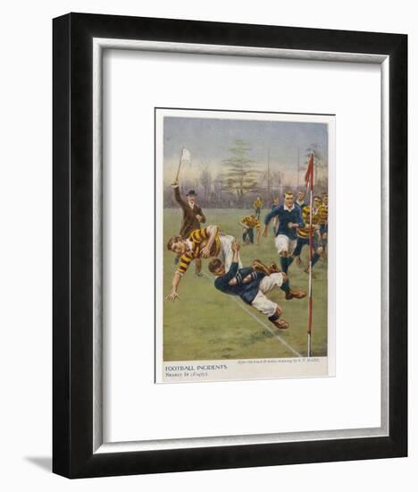 Nearly In!, a Timely Tackle Prevents an Attacking Player from Scoring a Try-S.t. Dadd-Framed Art Print