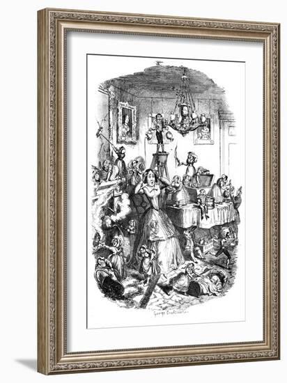 Nearly 'Worried to Death' by the 'Greatest Plague of Life, C1840S-George Cruikshank-Framed Giclee Print