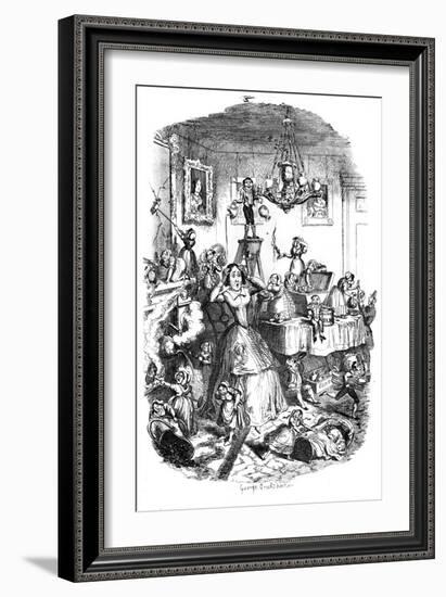 Nearly 'Worried to Death' by the 'Greatest Plague of Life, C1840S-George Cruikshank-Framed Giclee Print