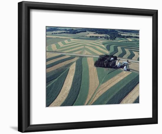 Neat, Swirling Furrows, Contour Plowed across Gently Rolling Fields of Southwestern Wisconsin-John Zimmerman-Framed Photographic Print