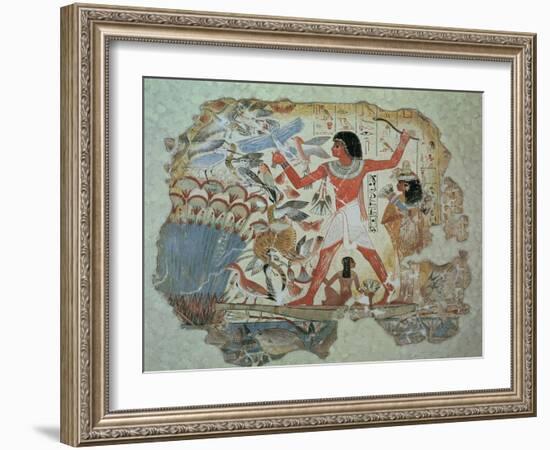 Nebamun Hunting in the Marshes with His Wife an Daughter, Part of a Wall Painting-null-Framed Giclee Print