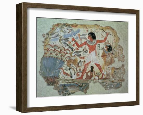 Nebamun Hunting in the Marshes with His Wife an Daughter, Part of a Wall Painting-null-Framed Giclee Print