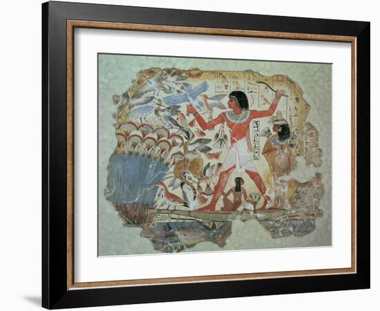 Nebamun Hunting in the Marshes with His Wife an Daughter, Part of a Wall Painting-null-Framed Giclee Print