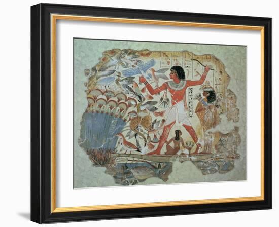 Nebamun Hunting in the Marshes with His Wife an Daughter, Part of a Wall Painting-null-Framed Giclee Print