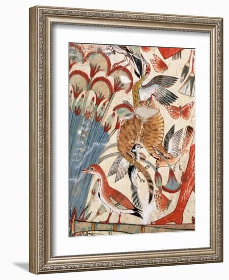 Nebamun Hunting in the Marshes with His Wife an Daughter-Egyptian 18th Dynasty-Framed Giclee Print
