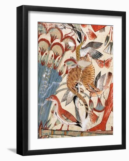 Nebamun Hunting in the Marshes with His Wife an Daughter-Egyptian 18th Dynasty-Framed Giclee Print