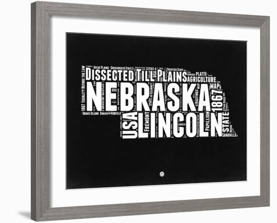 Nebraska Black and White Map-NaxArt-Framed Art Print