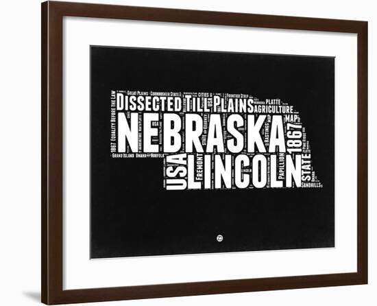 Nebraska Black and White Map-NaxArt-Framed Art Print