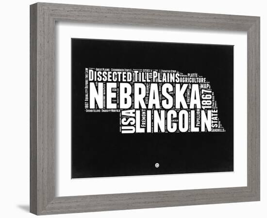 Nebraska Black and White Map-NaxArt-Framed Art Print