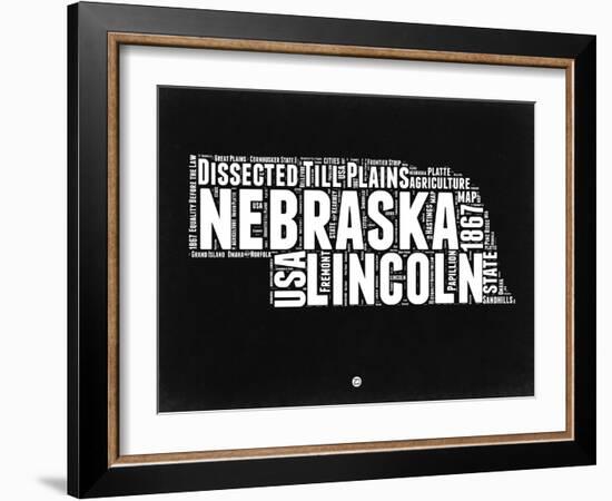 Nebraska Black and White Map-NaxArt-Framed Art Print