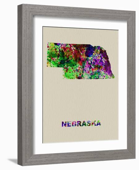 Nebraska Color Splatter Map-NaxArt-Framed Art Print