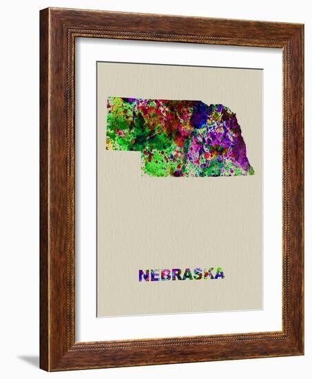 Nebraska Color Splatter Map-NaxArt-Framed Art Print