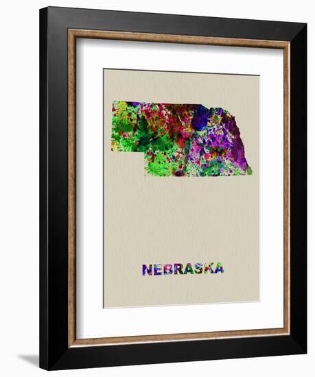 Nebraska Color Splatter Map-NaxArt-Framed Art Print