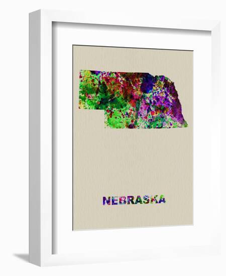 Nebraska Color Splatter Map-NaxArt-Framed Art Print