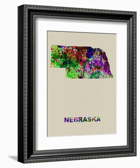 Nebraska Color Splatter Map-NaxArt-Framed Art Print