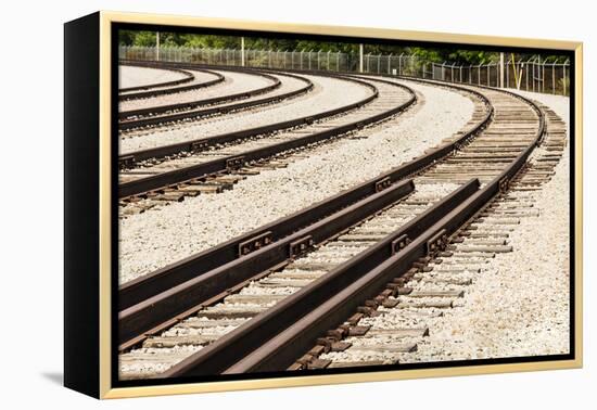 Nebraska, North Omaha, Nebraska Ash Railroad tracks for transporting coal residue-Alison Jones-Framed Premier Image Canvas