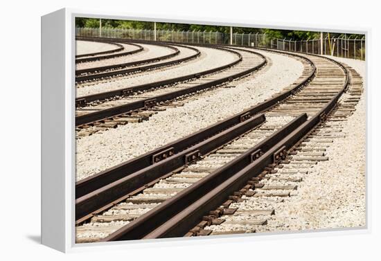 Nebraska, North Omaha, Nebraska Ash Railroad tracks for transporting coal residue-Alison Jones-Framed Premier Image Canvas