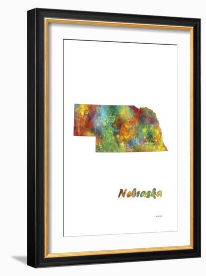 Nebraska State Map 1-Marlene Watson-Framed Giclee Print