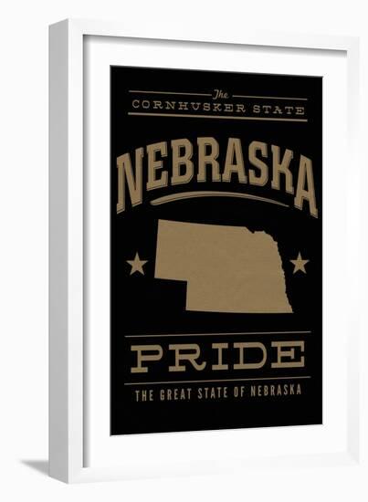 Nebraska State Pride - Gold on Black-Lantern Press-Framed Premium Giclee Print